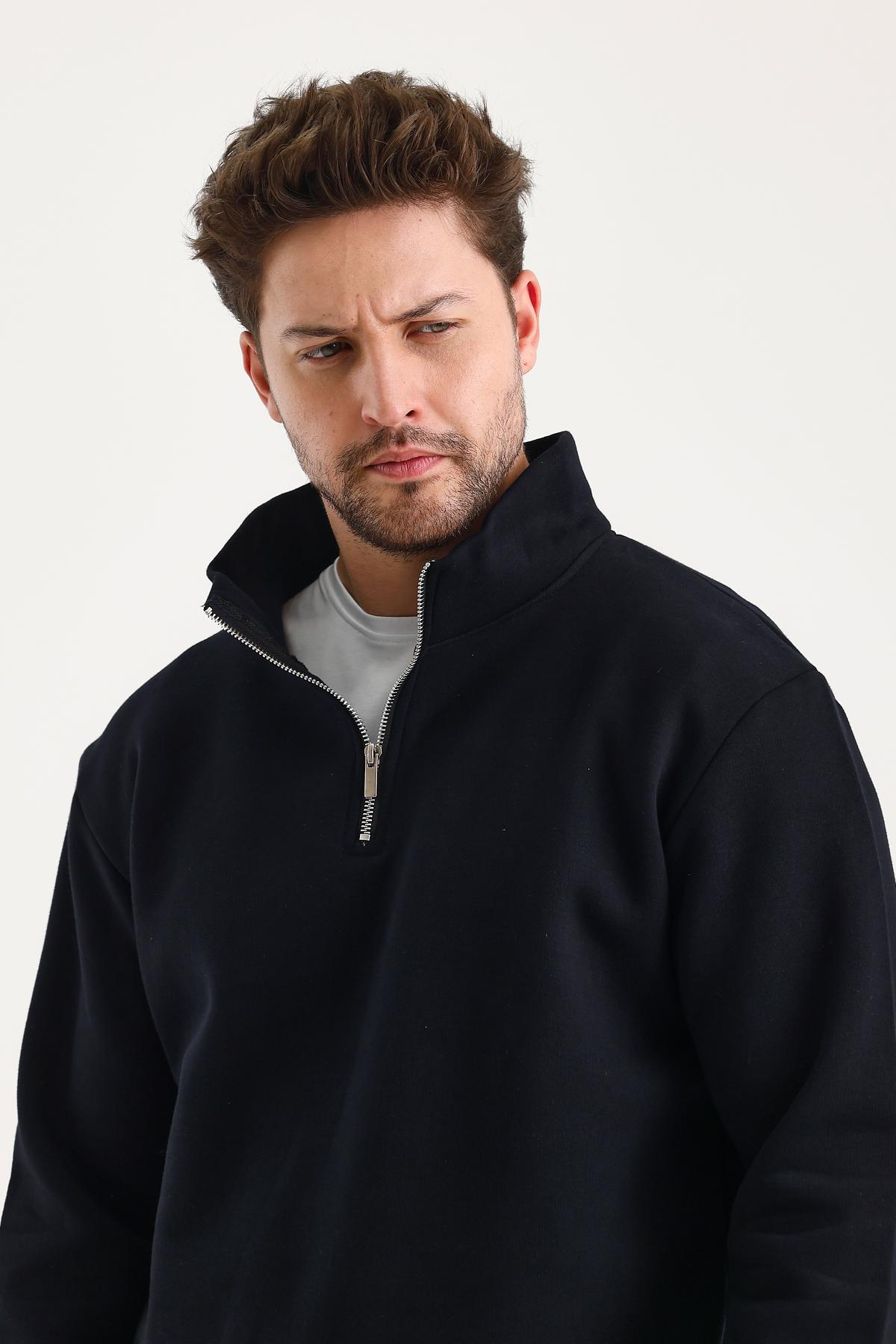 Yarım%20Fermuarlı%20Dik%20Yaka%20Sweatshirt