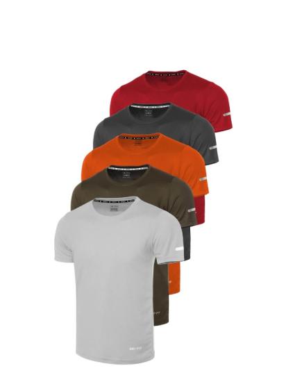 5’li Erkek Nem Emici Hızlı Kuruma Atletik Teknik Performans Spor T-shirt DRIFIT-KISAKOL5