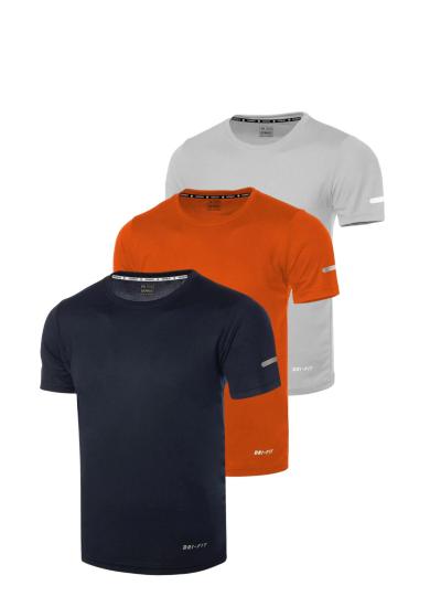 3’lü Erkek Nem Emici Hızlı Kuruma Atletik Teknik Performans Spor T-shirt DRIFIT-KISAKOL3