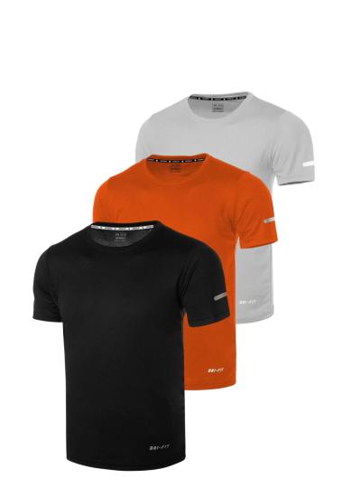 3’lü Erkek Nem Emici Hızlı Kuruma Atletik Teknik Performans Spor T-shirt DRIFIT-KISAKOL3