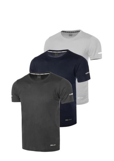 3’lü Erkek Nem Emici Hızlı Kuruma Atletik Teknik Performans Spor T-shirt DRIFIT-KISAKOL3