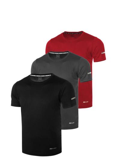 3’lü Erkek Nem Emici Hızlı Kuruma Atletik Teknik Performans Spor T-shirt DRIFIT-KISAKOL3