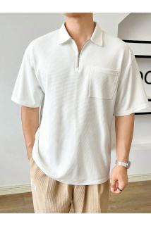 Erkek Oversize Polo Yaka Waffle T-Shirt  POLOYAKA-FERMUARLI